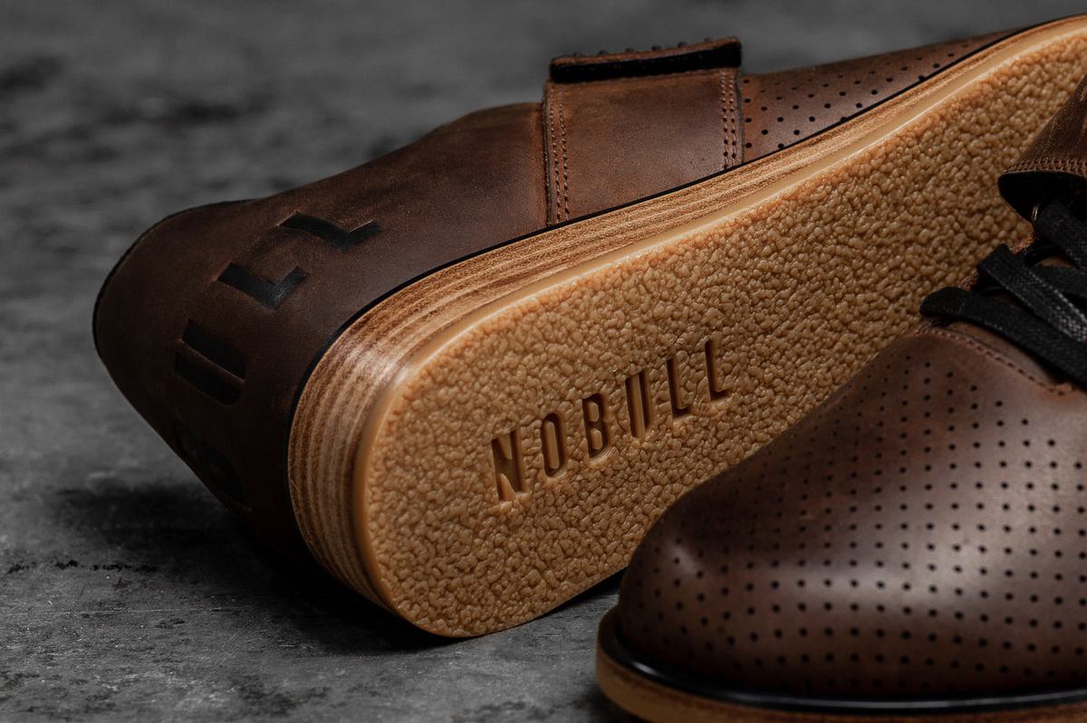 Nobull Leather Men's Lifting Shoes Coffee | Australia (FS3587)